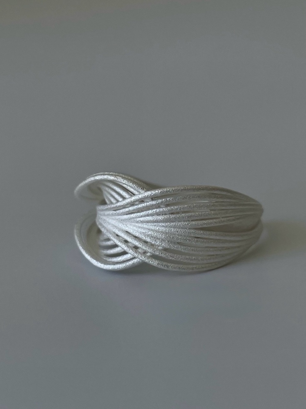 S925 Sterling Silver Textured Open Ring | Adjustable Minimalist Statement Ring